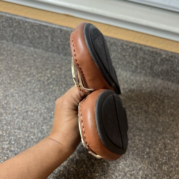 Vionic Tan Leather Flats Shoe Womens Sz 9 Horsebit Slip On Comfort Casual Loafer - Picture 7 of 11